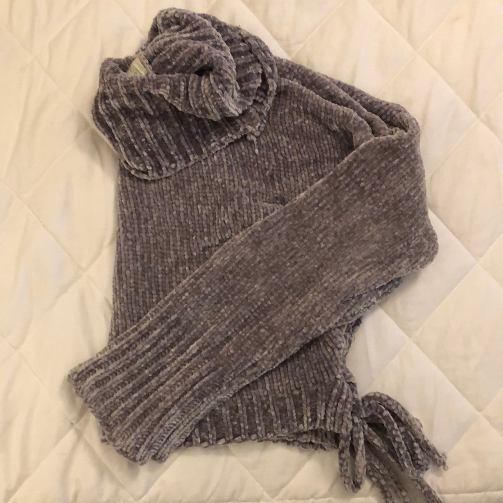 Gray Chenille Cropped Sweater
